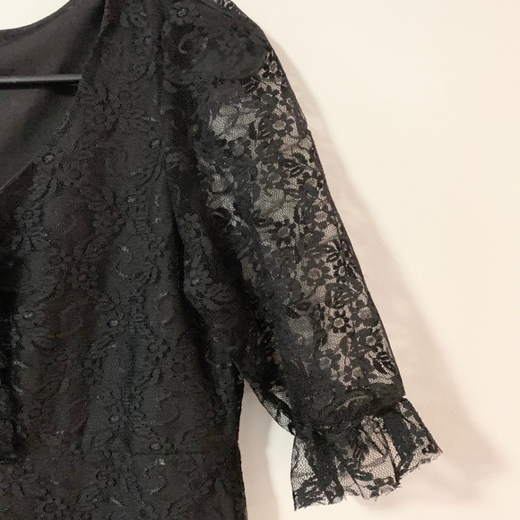 Topshop Short Sleeve Lace Fit Flare Dress - Picture 8 of 8